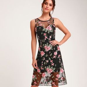 Lulu's black embroidered mini dress